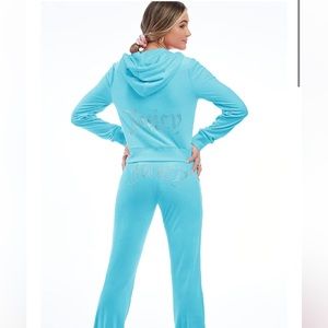 JUICY COUTURE BLUE CRUSH VELOUR BLING jacket and bottom set xs